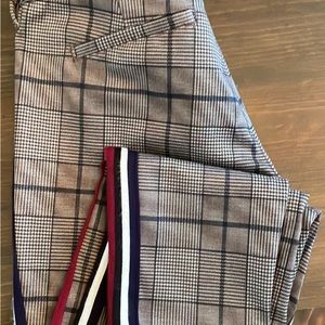 Dear John Blaire Navy Plaid Pants with Hidden Zippers at Ankles.  Size 27